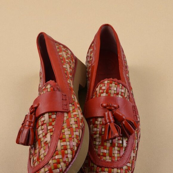 Tory Burch Careen Loafers | Size 7.5 Red & Tan - Picture 4 of 6
